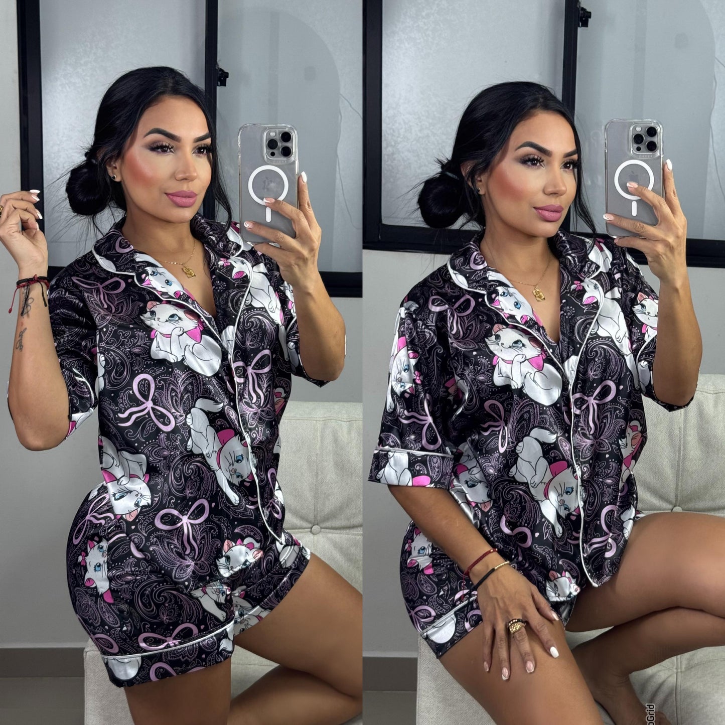 Pijamas satinadas estampadas – Comodidad, frescura y estilo ✨