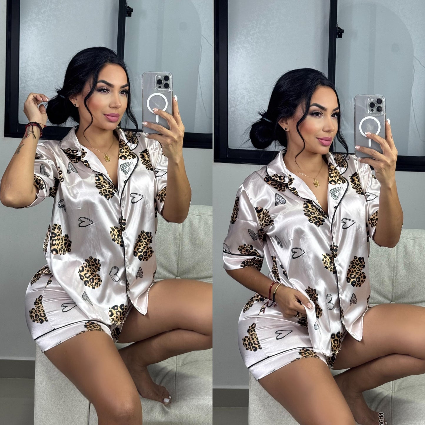 Pijamas satinadas estampadas – Comodidad, frescura y estilo ✨