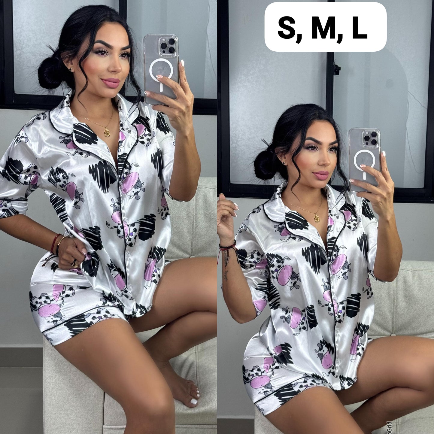 Pijamas satinadas estampadas – Comodidad, frescura y estilo ✨